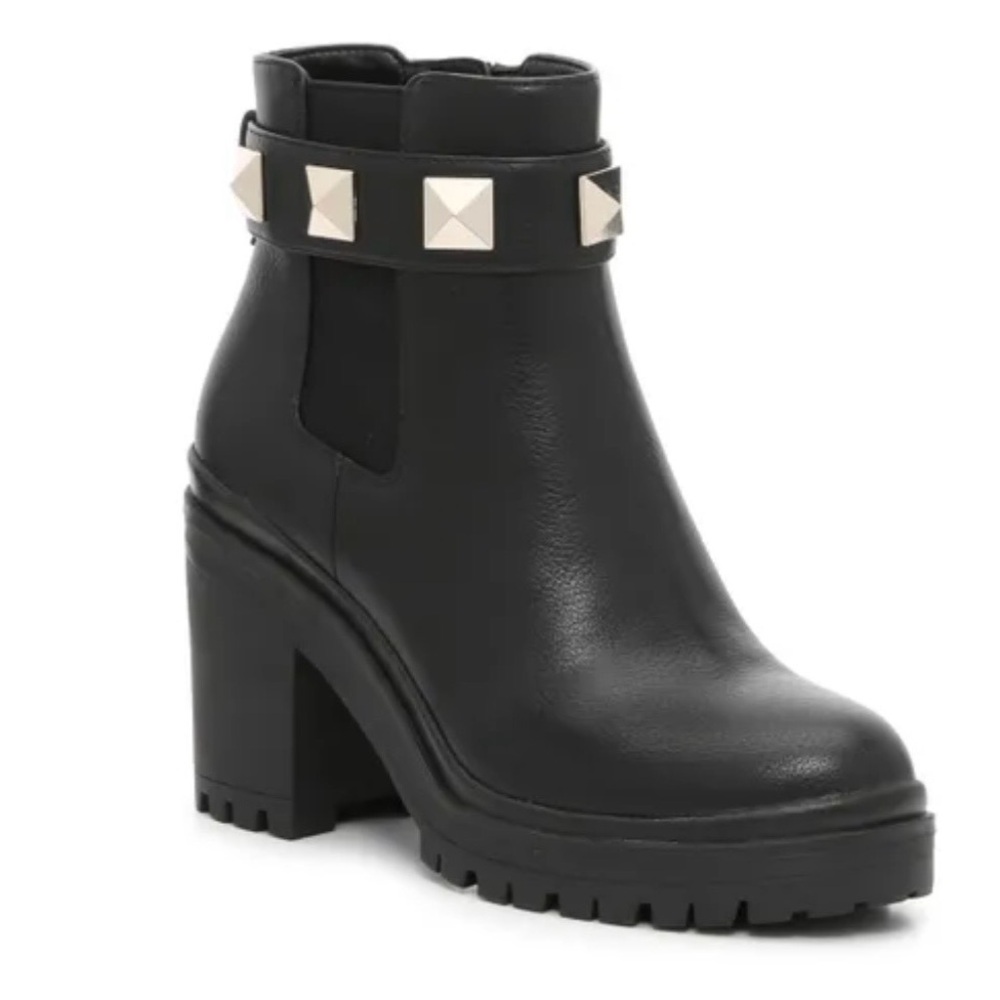 Mix No. 6 Mariana Black Studded Platform Block Heel Ankle Boots -- 7.5